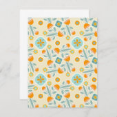 Orange and Aqua Folk Art Blume Bouquet Mitteilungskarte (Vorne/Hinten)