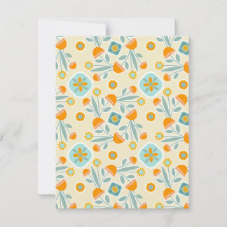 Orange and Aqua Folk Art Blume Bouquet Mitteilungskarte