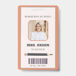 Orange and Beige Simple Scribbles Teacher ID Card Ausweis