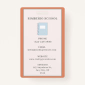 Orange and Beige Simple Scribbles Teacher ID Card Ausweis (Rückseite)