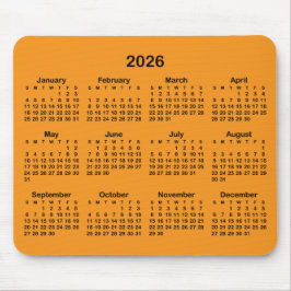 Orange and Black 2026 Calendar Mousepad