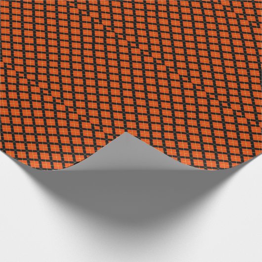 Orange and Black Argyle Pattern Geschenkpapier (Ecke)
