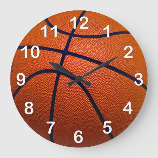 Orange and Black Basketball Große Wanduhr (Vorderseite)