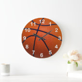 Orange and Black Basketball Große Wanduhr (Zuhause)
