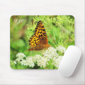 Orange and Black Butterfly on White Flower Mousepad (Mit Mouse)