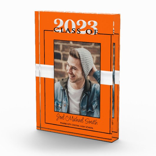 Orange and Black Class of 2023 Abschluss Keepake Fotoblock (Rechts)