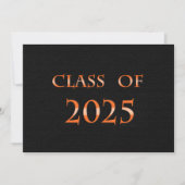 Orange and Black Class of 2025 Graduation Party Einladung (Vorderseite)