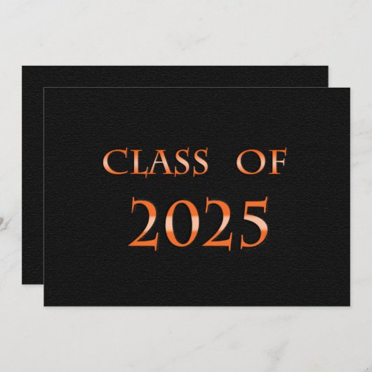 Orange and Black Class of 2025 Graduation Party Einladung (Vorne/Hinten)