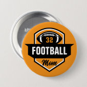 Orange and Black Football Mama Custom Jersey Numbe Button (Vorne & Hinten)