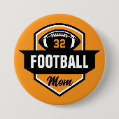 Orange and Black Football Mama Custom Jersey Numbe Button (Vorderseite)