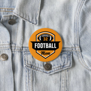 Orange and Black Football Mama Custom Jersey Numbe Button