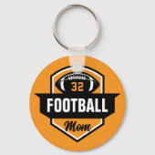 Orange and Black Football Mama Jersey Number Foto Schlüsselanhänger (Vorderseite)