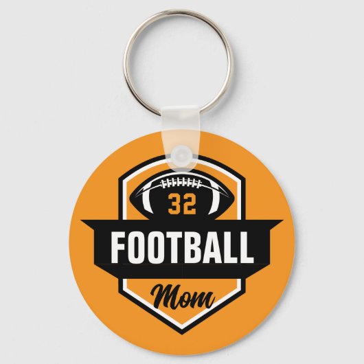 Orange and Black Football Mama Jersey Number Foto Schlüsselanhänger (Vorderseite)