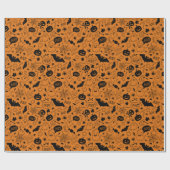 Orange and Black Halloween Pattern Art Halloween Geschenkpapier (Flach)