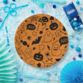 Orange and Black Halloween Pattern Art Halloween Pappteller (Party)