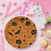 Orange and Black Halloween Pattern Art Halloween Pappteller (Party)