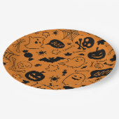 Orange and Black Halloween Pattern Art Halloween Pappteller (Schrägansicht)