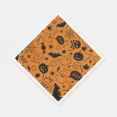 Orange and Black Halloween Pattern Art Halloween Serviette (Ecke)