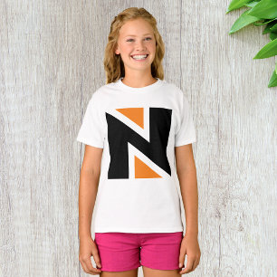 Orange and Black Letter N Girls T - Shirt