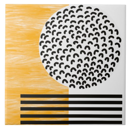 Orange and Black Mid Century Moderne Kunst Fliese (Vorderseite)