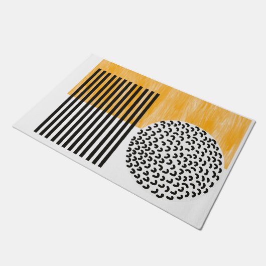 Orange and Black Mid Century Moderne Kunst Fußmatte (Schrägansicht)