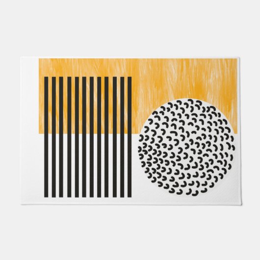 Orange and Black Mid Century Moderne Kunst  Fußmatte (Vorderseite)