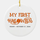Orange and Black My First Halloween Foto Keramik Ornament (Hinten)