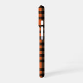 Orange and Black Plaid Checkered Pattern iPhone 16 Hülle (Linke Seite)
