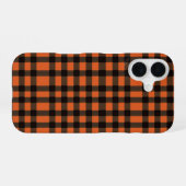 Orange and Black Plaid Checkered Pattern iPhone 16 Hülle (Rückseite (Horizontal))