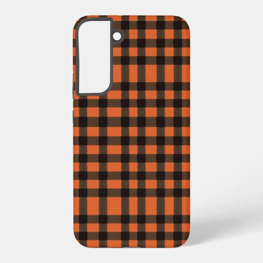 Orange and Black Plaid Checkered Pattern Samsung Galaxy Hülle (Rückseite)