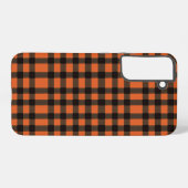 Orange and Black Plaid Checkered Pattern Samsung Galaxy Hülle (Rückseite (Horizontal))