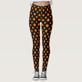 Orange and Black Polka Dots Pattern Halloween Leggings (Vorderseite)