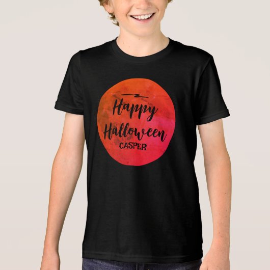 Orange and Black Spooky Family Matching Halloween Tri-Blend Shirt (Vorderseite)
