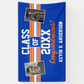 Orange and Blue Abschluss Foto Herzlichen Glückwun Banner (Vertikal)