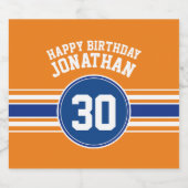Orange and Blue Birthday Sports Theme Bierflaschenetikett (Einzelnes Label)