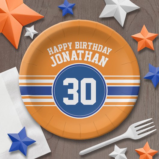 Orange and Blue Birthday Sports Theme Pappteller