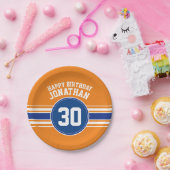 Orange and Blue Birthday Sports Theme Pappteller (Party)