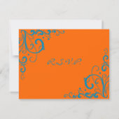 Orange and Blue Blüh Wedding RSVP Karte (Rückseite)