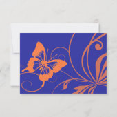 Orange and Blue Butterfly Wedding RSVP Card Karte (Rückseite)