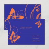 Orange and Blue Butterfly Wedding RSVP Card Karte (Vorne/Hinten)