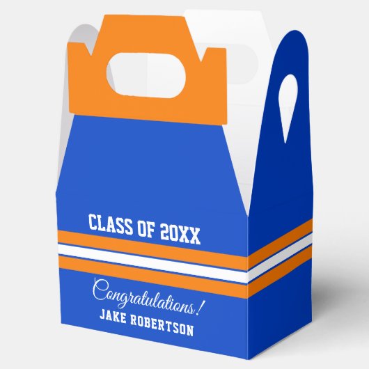 Orange and Blue Custom Abschluss Bevorzugung Box Geschenkschachtel (Geöffnet)