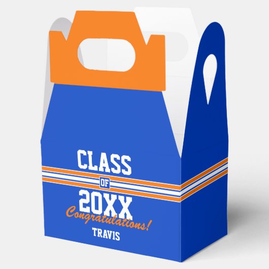 Orange and Blue Custom Abschluss Bevorzugung Box Geschenkschachtel (Geöffnet)