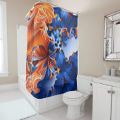 Orange and Blue Floral Fractal Duschvorhang (Beispiel)