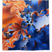 Orange and Blue Floral Fractal Duschvorhang (Vorderseite)
