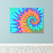 Orange and Blue Gefärbte Krawatte 24"x18" Art Leinwanddruck (Insitu (Holzboden))