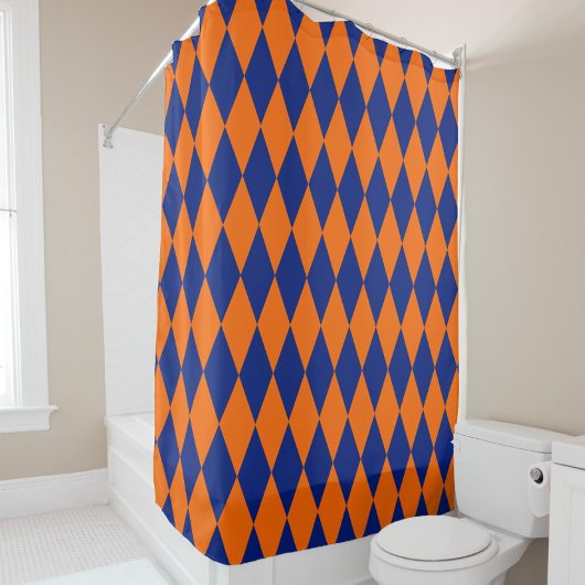 Orange and Blue Harlequin Checkered Design  Duschvorhang