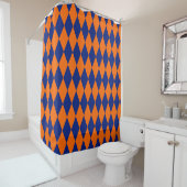 Orange and Blue Harlequin Checkered Design  Duschvorhang (Beispiel)
