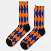 Orange and Blue Harlequin Checkered Design  Socken (Linkes Detail)