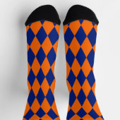 Orange and Blue Harlequin Checkered Design  Socken (Oben)