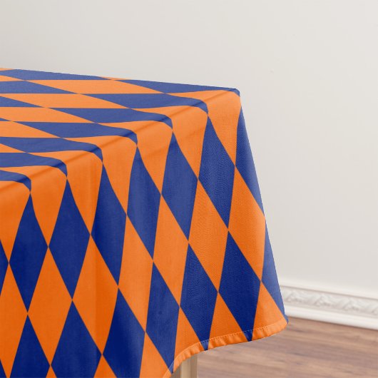 Orange and Blue Harlequin Checkered Design  Tischdecke